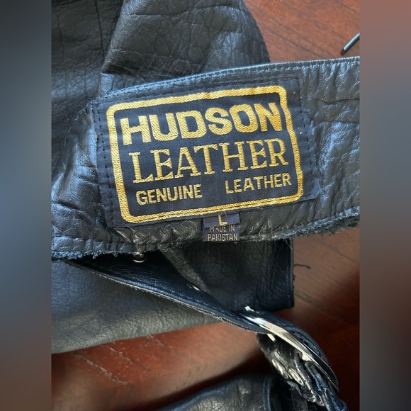 Hudson Leather Black Chaps motorcycle men’s - Picture 2 of 6